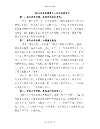 2024年税务稽查个人年终总结范文
