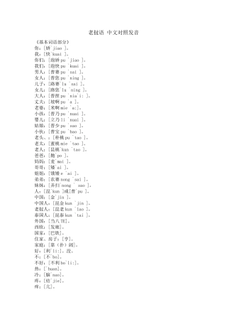 老挝语中文对照发音