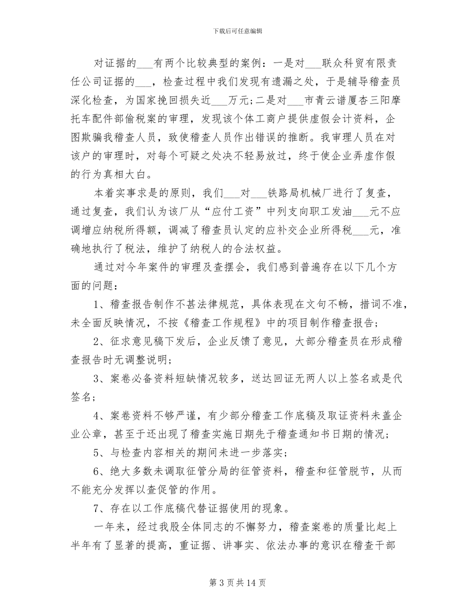 2024年税务稽查局审理股工作总结_第3页
