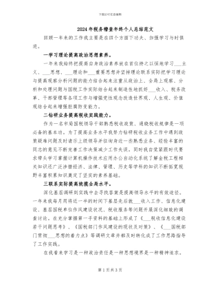 2024年税务稽查年终个人总结范文