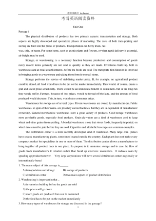 考博英语阅读资料