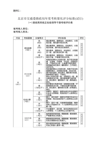 考核指标及评价标准