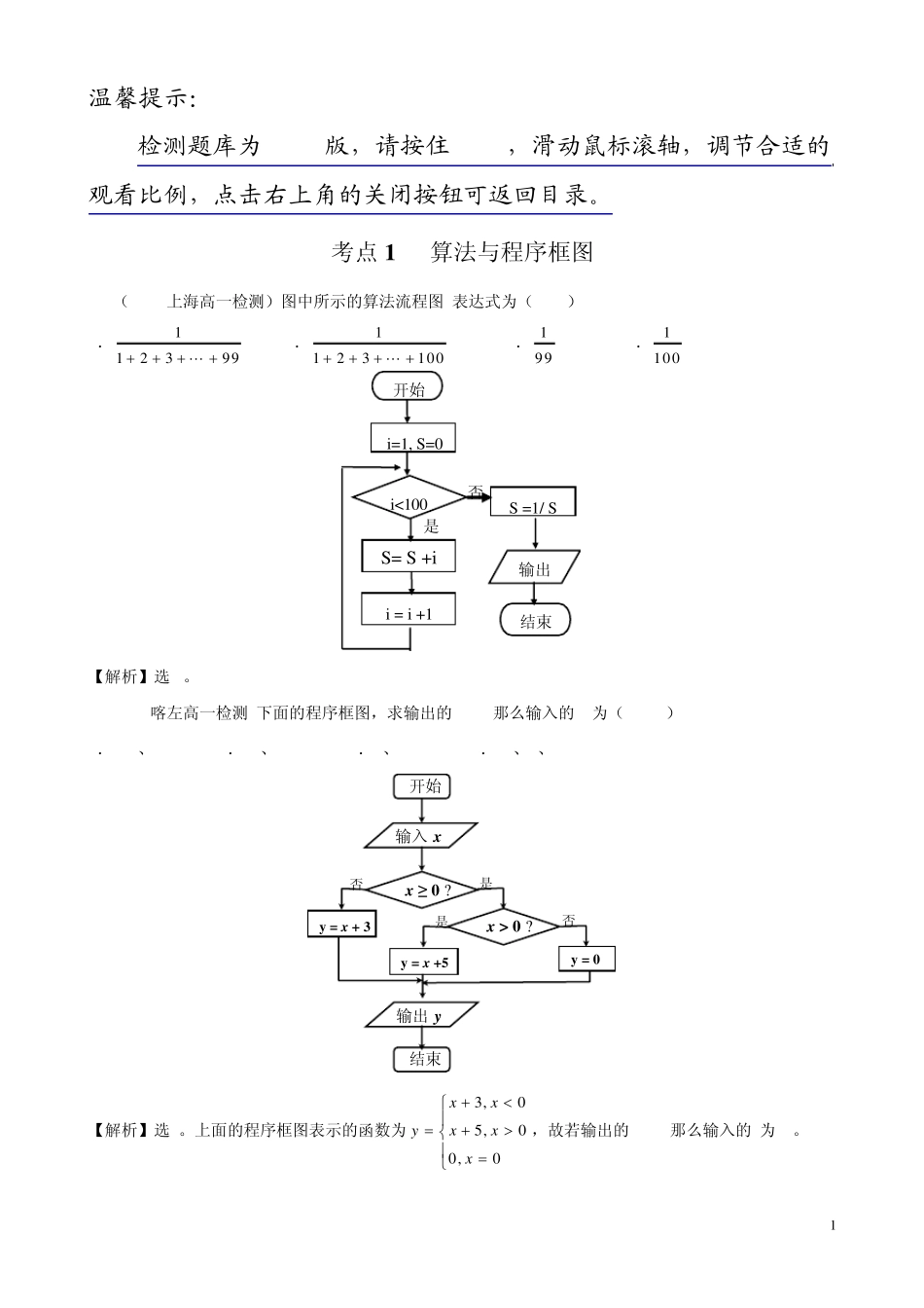 考点1算法与程序框图_第1页