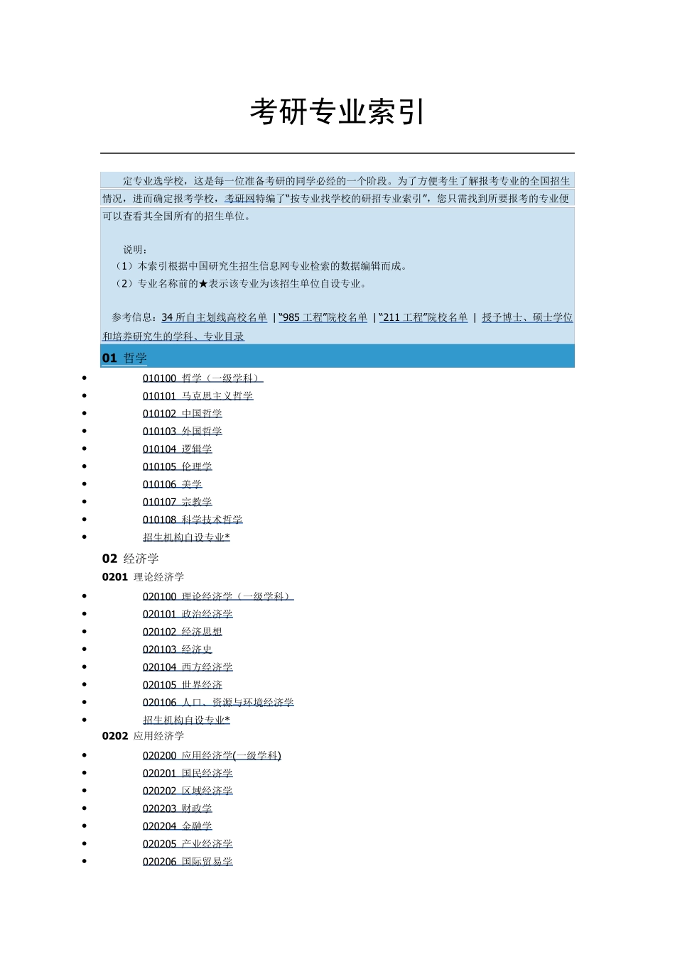 考研专业索引大全_第1页