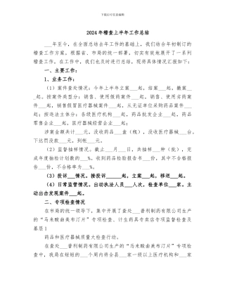 2024年稽查上半年工作总结