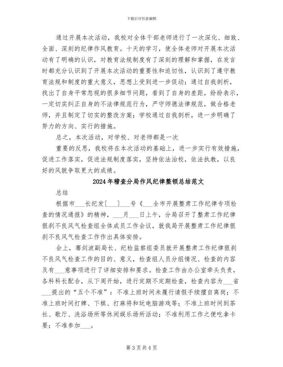 2024年稽查分局作风纪律整顿总结模板_第3页