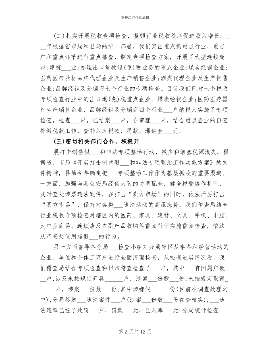 2024年稽查局工作上半年总结_第2页