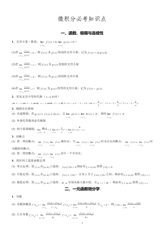 考研数学三必背知识点：微积分