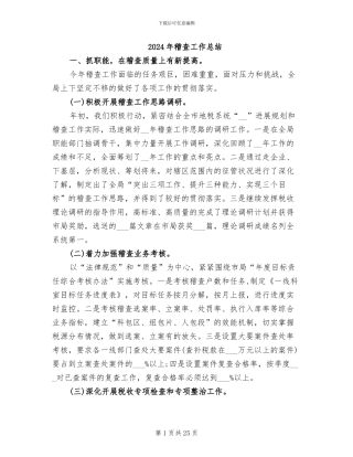 2024年稽查工作总结