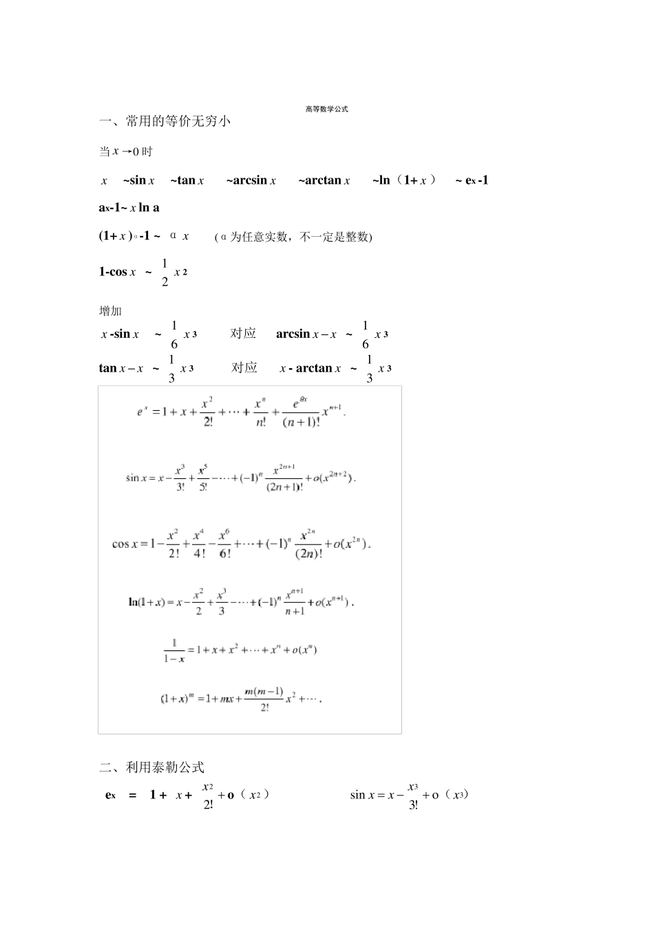 考研数学二公式高数线代(费了好大的劲)技巧归纳_第1页