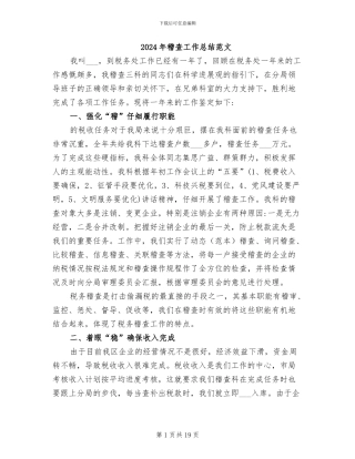 2024年稽查工作总结范文