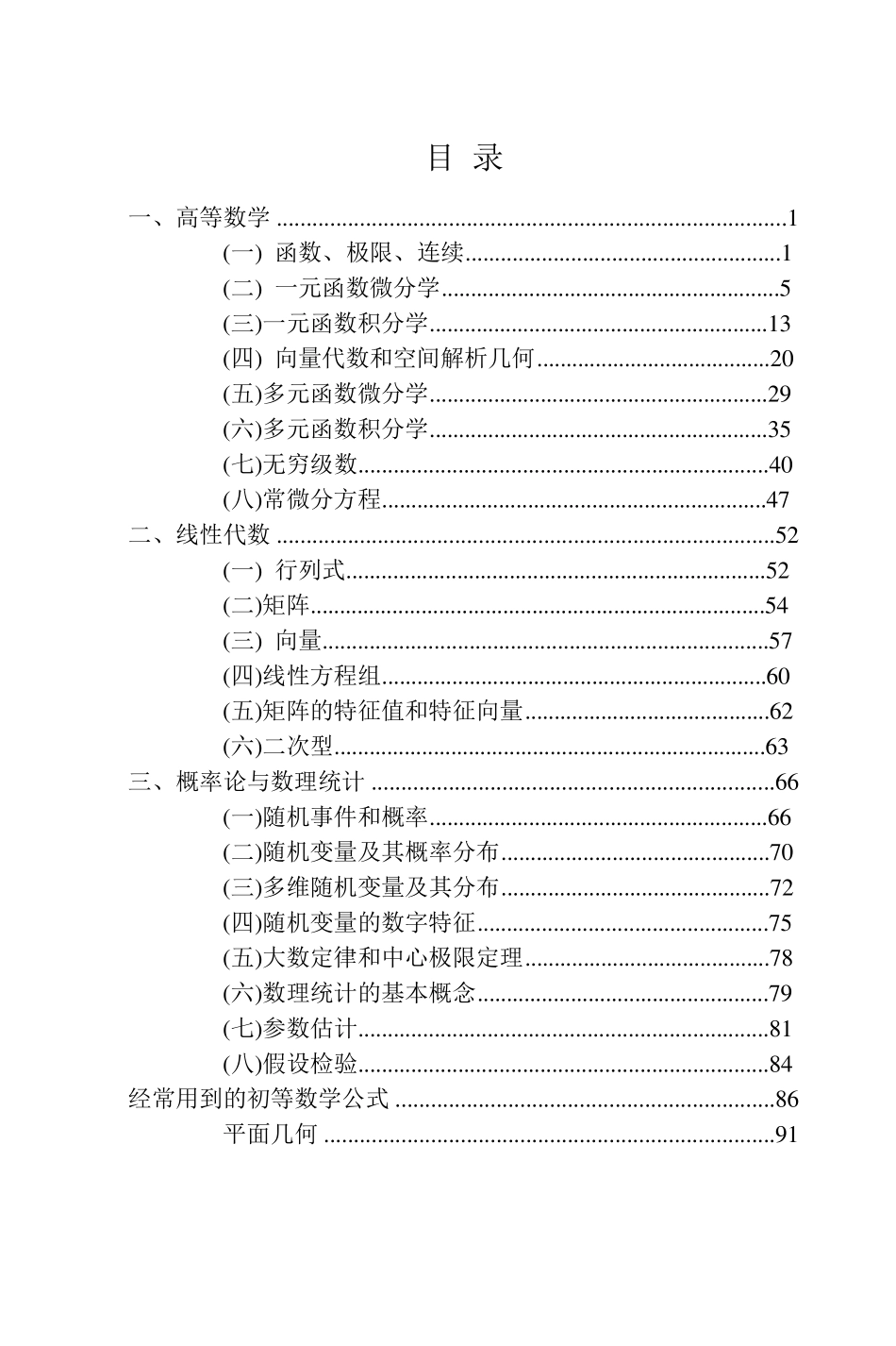 考研数学公式手册_第1页