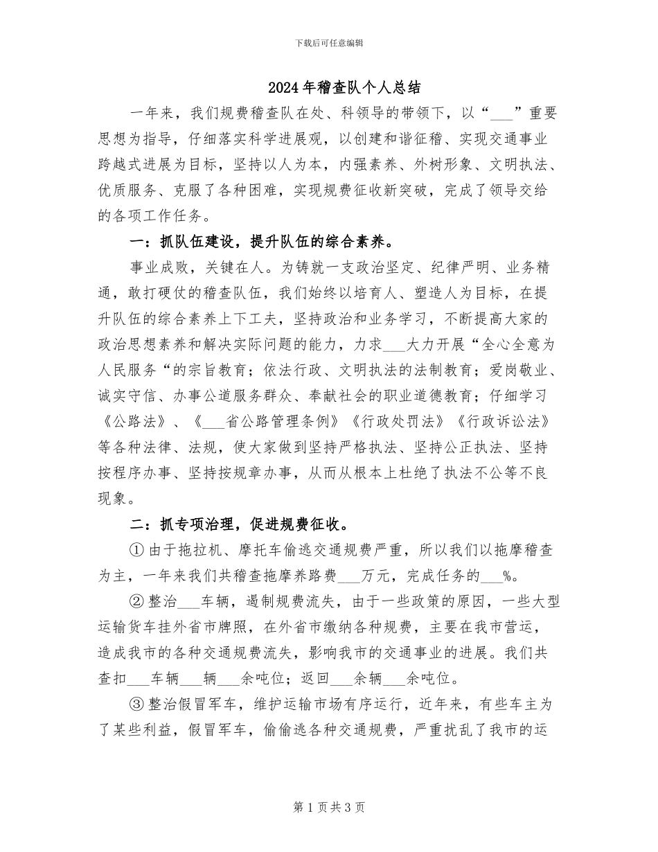 2024年稽查队个人总结_第1页