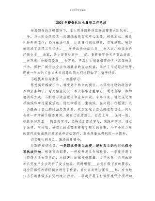 2024年稽查队队长履职工作总结