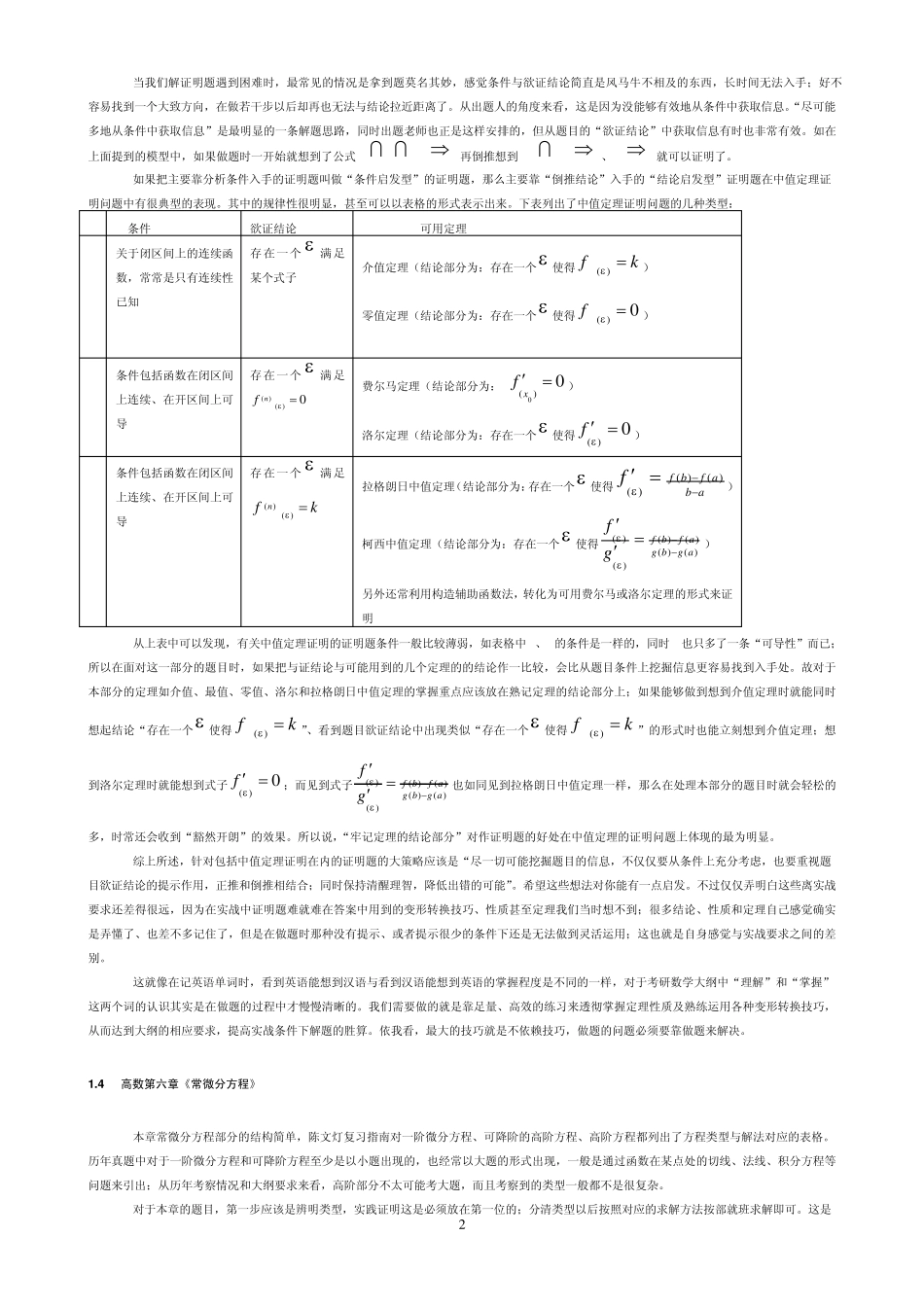 考研数学考点与题型归类分析总结数二_第2页