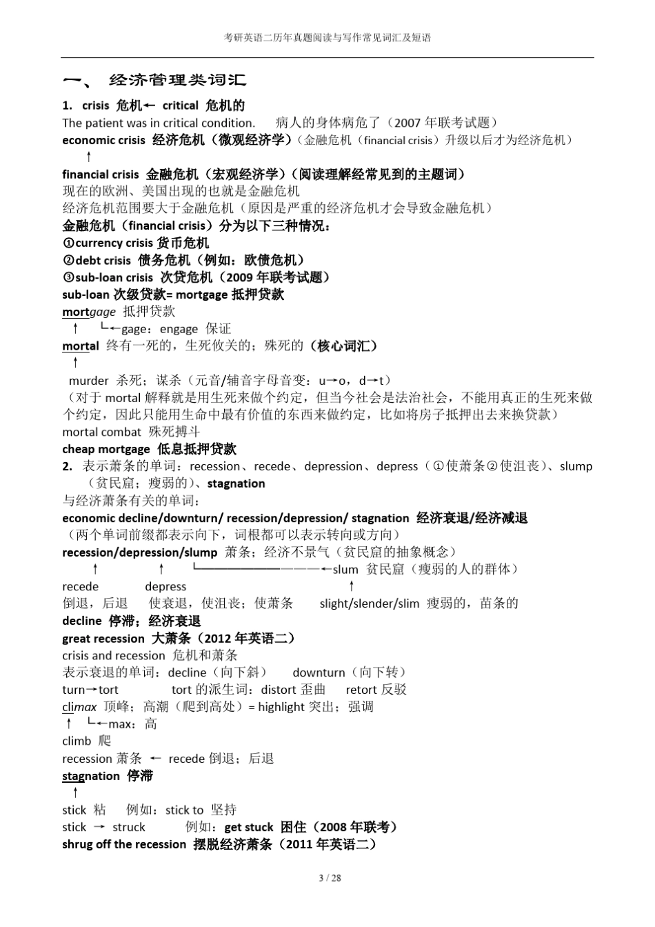 考研英语二历年真题阅读与写作常见词汇及短语_第3页