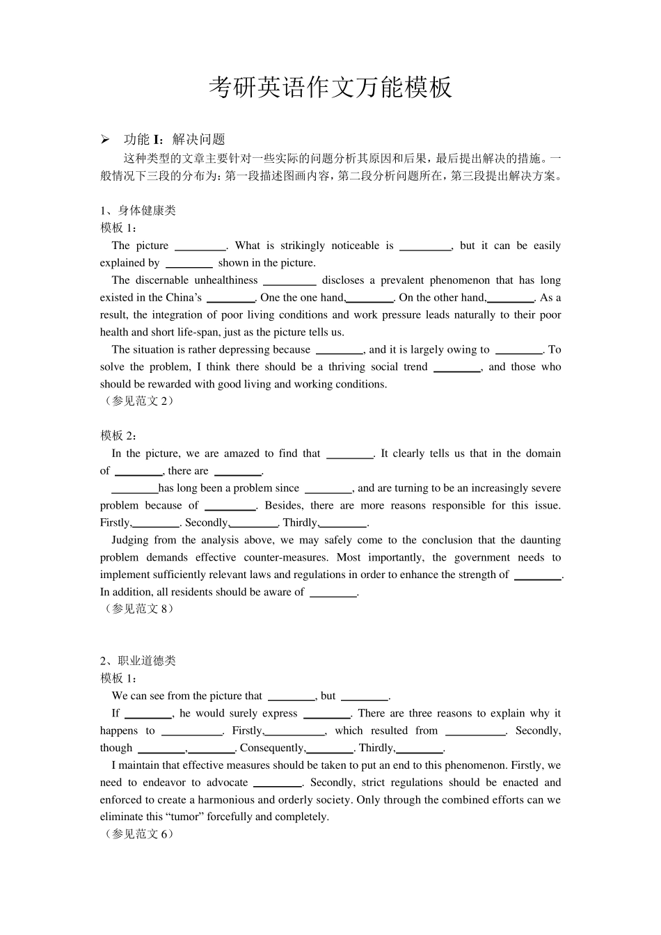 考研英语作文万能模板_第1页
