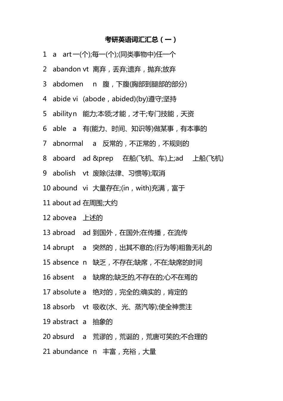 考研英语词汇汇总_第1页