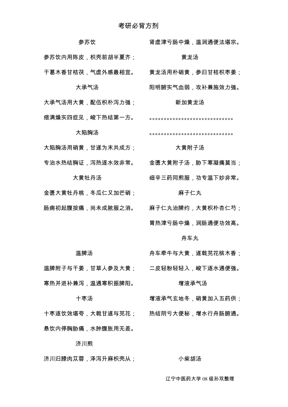 考研重点方剂歌诀(辽宁中医药大学孙双整理)_第2页