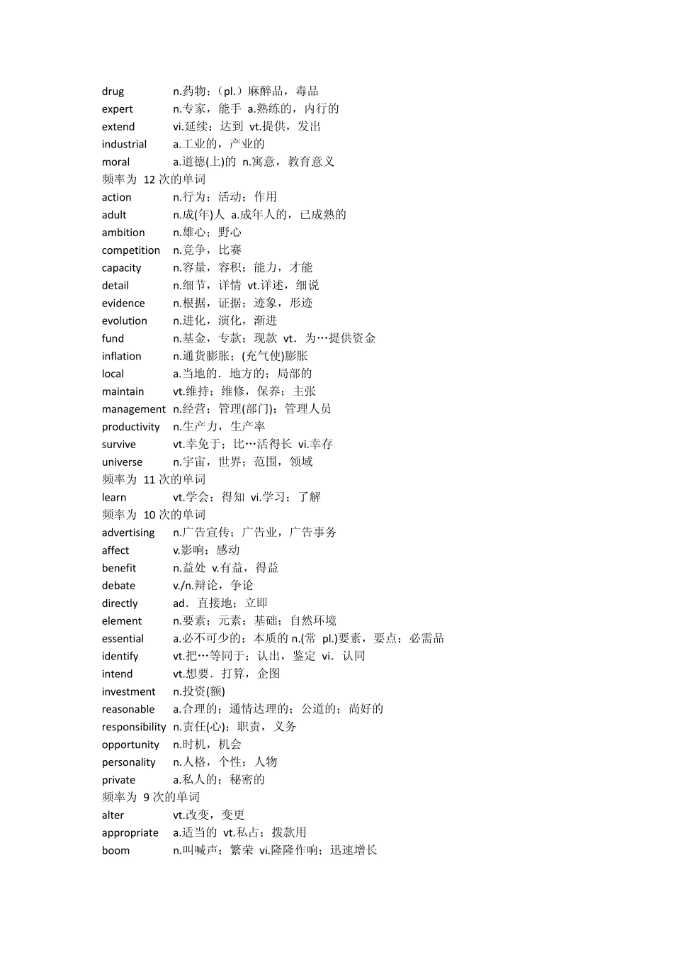 考研高频词汇(word整理最佳打印版)_第2页