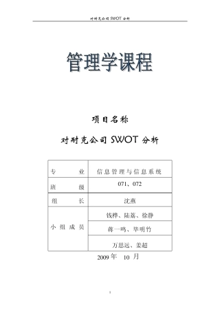 耐克公司swot分析