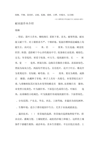 耐水湿乔木苗介绍