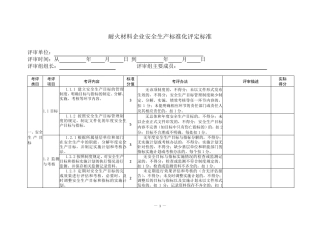 耐火材料企业安全生产标准化评定标准