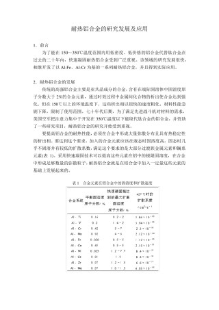 耐热铝合金的发展及应用