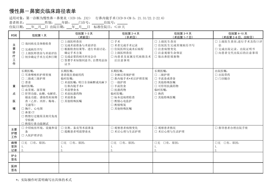 耳鼻咽喉15种临床路径表(整理打印版)_第3页