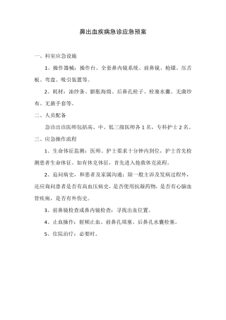 耳鼻喉科临床应急预案(最终版)