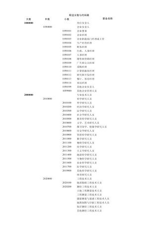 职业代码分类