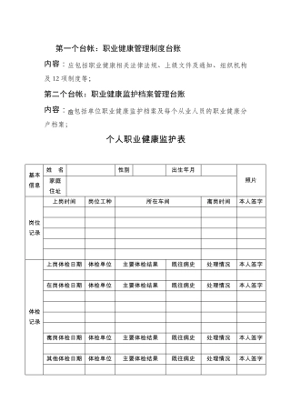 职业健康七个台账