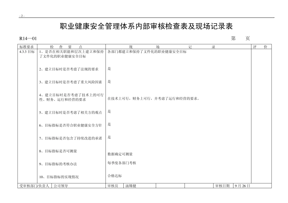 职业健康安全管理体系内部审核检查表_第3页