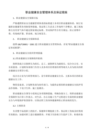 职业健康安全管理体系及保证措施