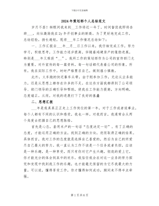 2024年策划部个人总结范文