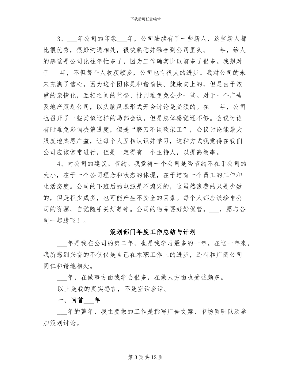 2024年策划部门年度工作总结_第3页