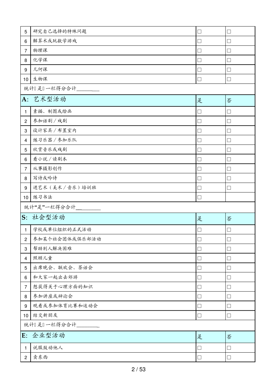 职业兴趣测试——霍兰德自我职业选择指导问卷全_第2页