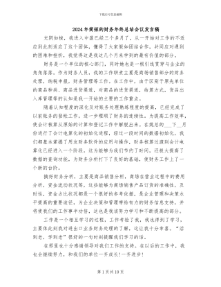 2024年简短的财务年终总结会议发言稿