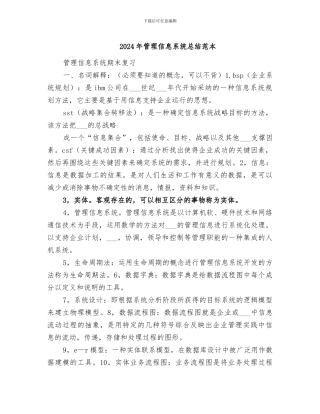 2024年管理信息系统总结范本