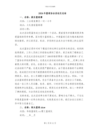 2024年篮球协会活动及总结