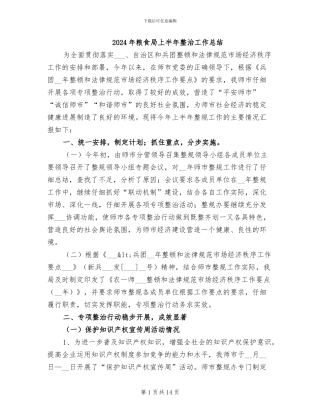 2024年粮食局上半年整治工作总结