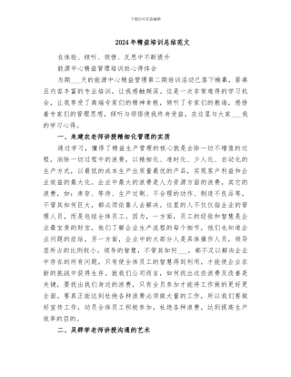 2024年精益培训总结范文