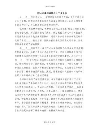 2024年精神病院护士工作总结