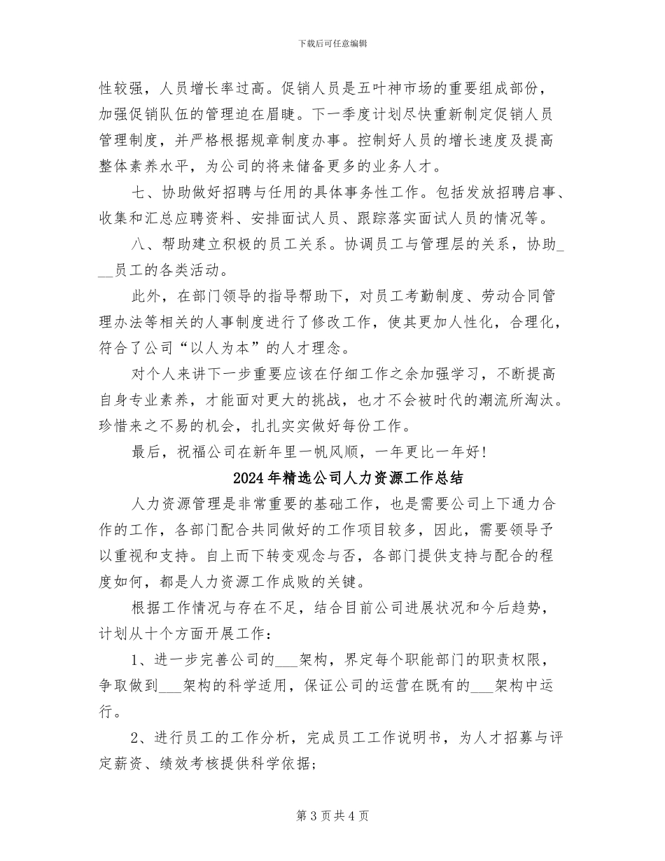 2024年精选公司人事工作总结范文_第3页
