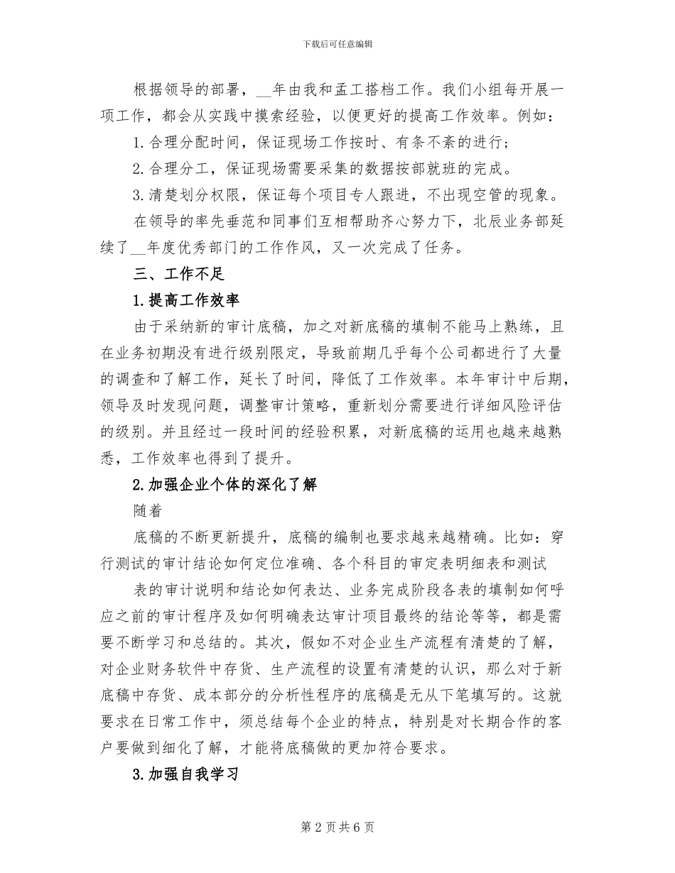 2024年精选审计助理年终工作总结范文_第2页