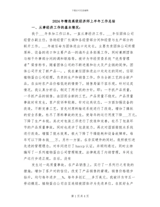 2024年精选高级经济师上半年工作总结