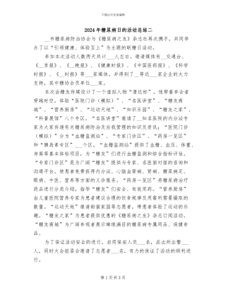 2024年糖尿病日的活动总结二