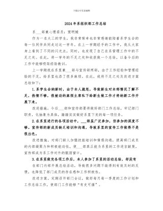 2024年系组织部工作总结