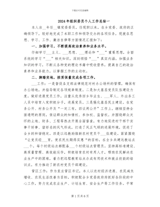 2024年组织委员个人工作总结一