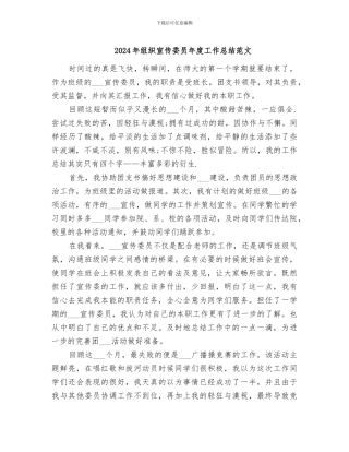 2024年组织宣传委员年度工作总结范文